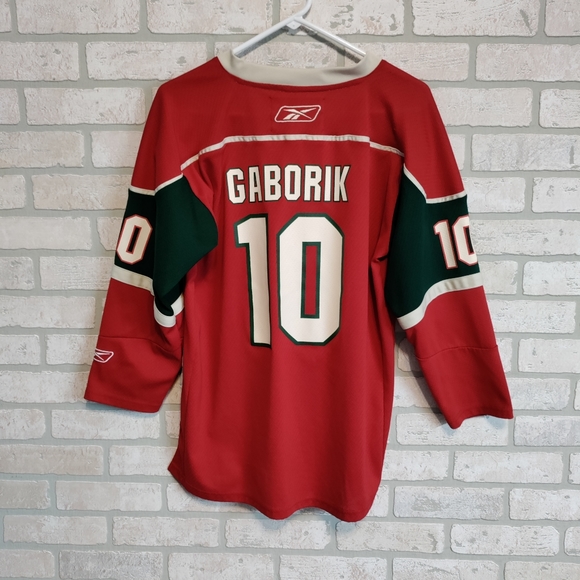 NHL Minnesota WILD Hockey Youth MARIAN GABORIK 10 Jersey Red/Green/Biege L/XL - Picture 9 of 11